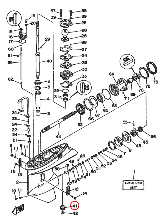 Шестерня малая Yamaha OMAX Y 50-70 6K54555100