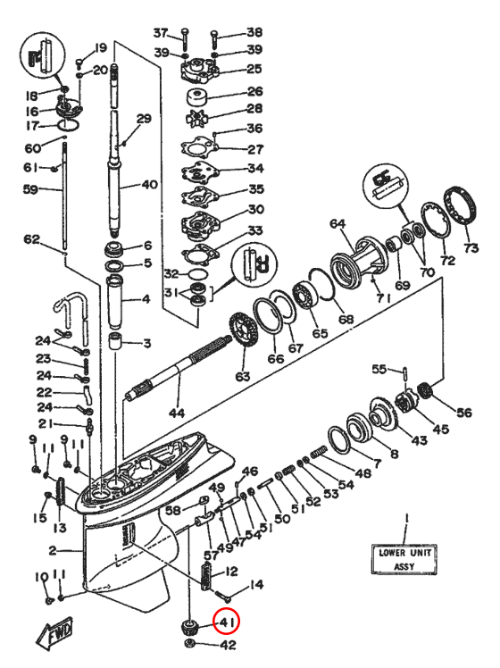 Шестерня малая Yamaha OMAX Y 50-70  6K54555100