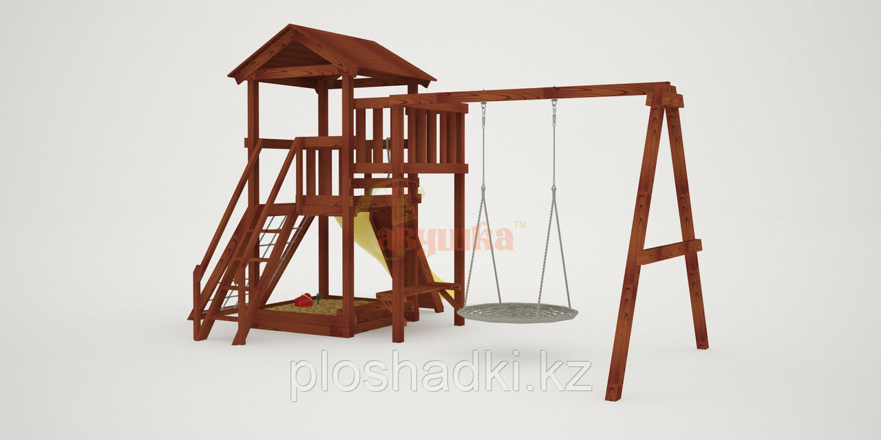 Детская площадка Савушка Мастер 2 с качелями Гнездо 1 метр (Махагон) - фото 4 - id-p99282171