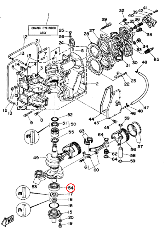 Подшипник коленвала низ Yamaha OMAX Y 40Q \ 55 93306206U4