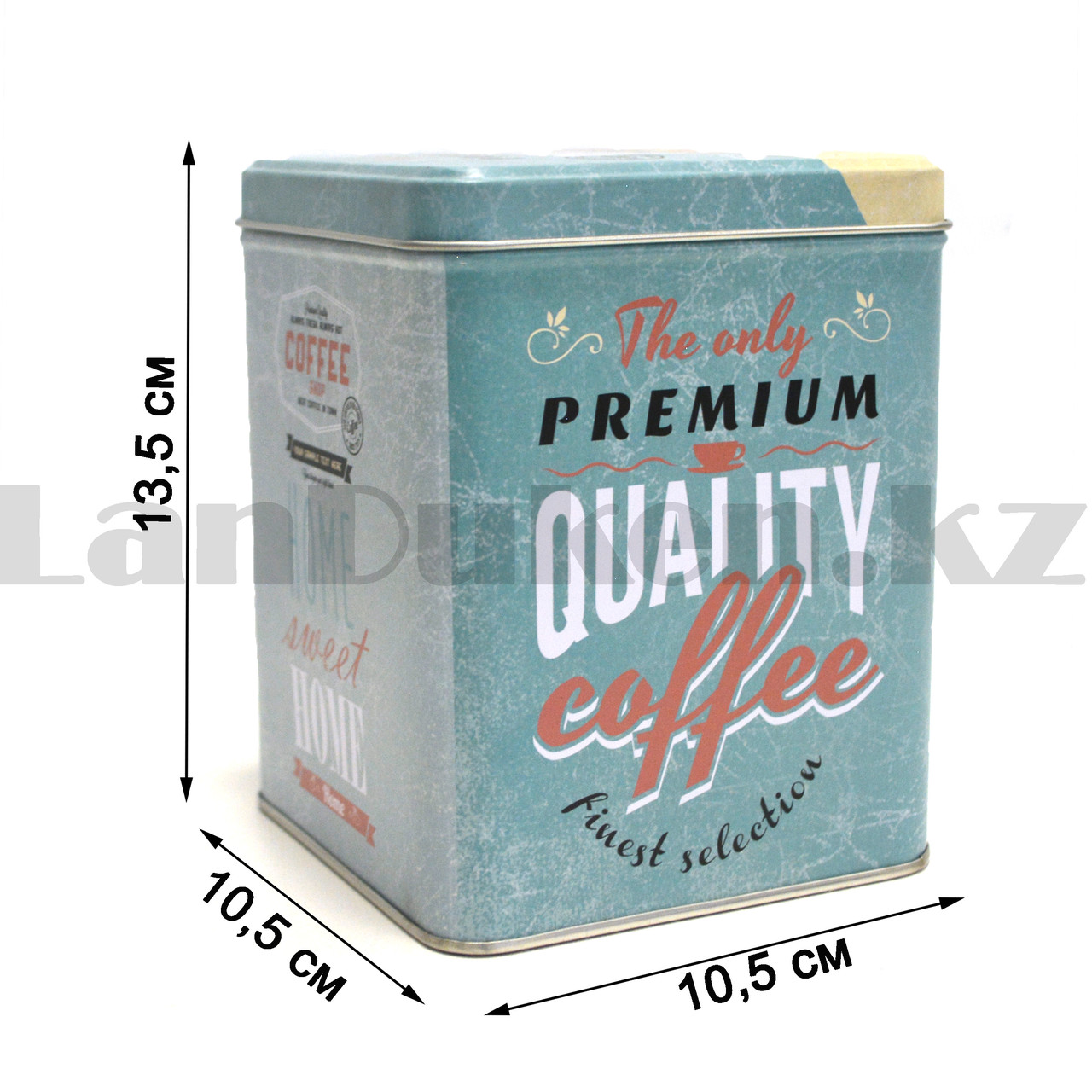 Жестяная банка "Premium quality coffeе" синяя большая - фото 2 - id-p44819623