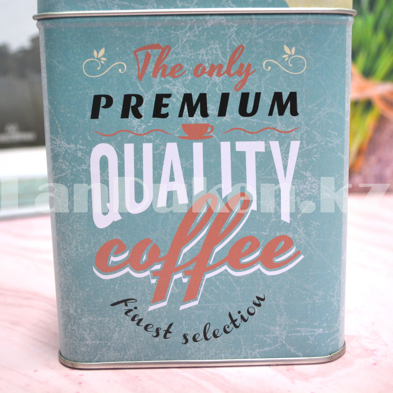 Жестяная банка "Premium quality coffeе" синяя средняя - фото 8 - id-p99282596