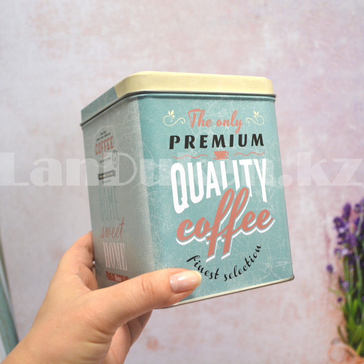 Жестяная банка "Premium quality coffeе" синяя средняя - фото 4 - id-p99282596