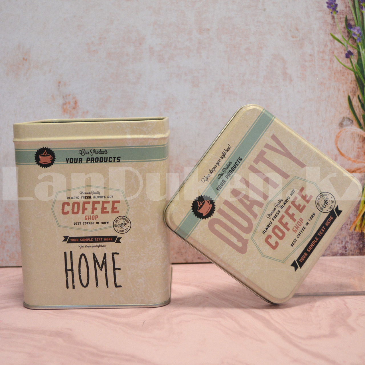 Жестяная банка "Home" бежевая большая: продажа, цена в Алматы. Емкости ...