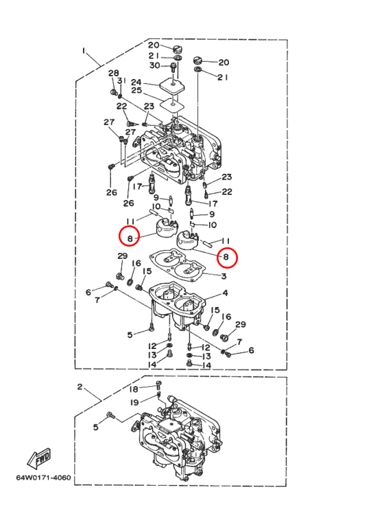 Поплавок карбюратора Yamaha OMAX Y 40 6E51438502 - фото 1 - id-p99088509