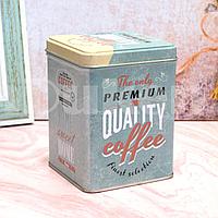 Жестяная банка "Premium quality coffeе" синяя средняя