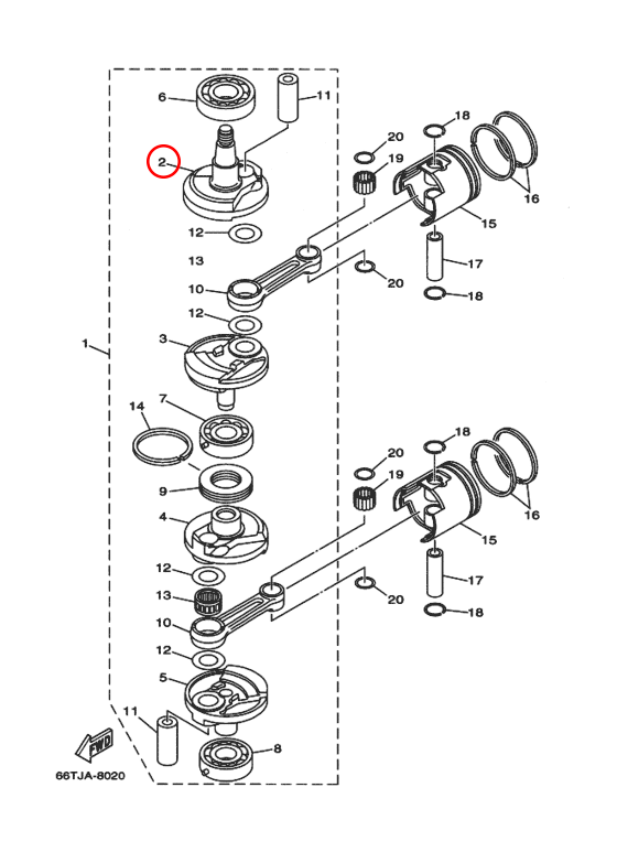 Кривошип \ Щечка коленвала верхняя Yamaha OMAX Y 40  66T1141200