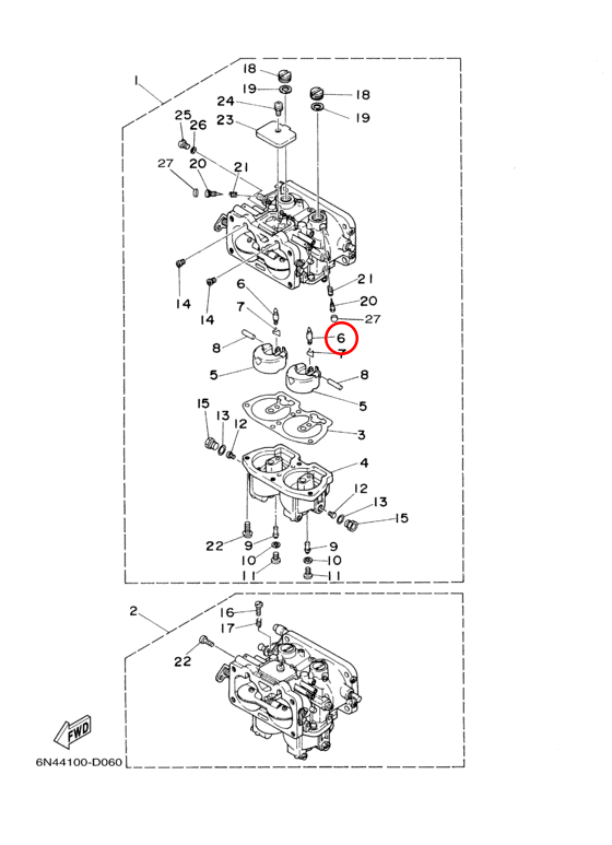 Игла карбюратора Yamaha OMAX Y 40 6E51454600 - фото 1 - id-p99088497