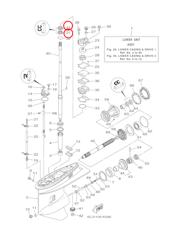 Сальник верт вал Yamaha OMAX Y 30D, Y55,60 9310123070 - фото 2 - id-p99088489