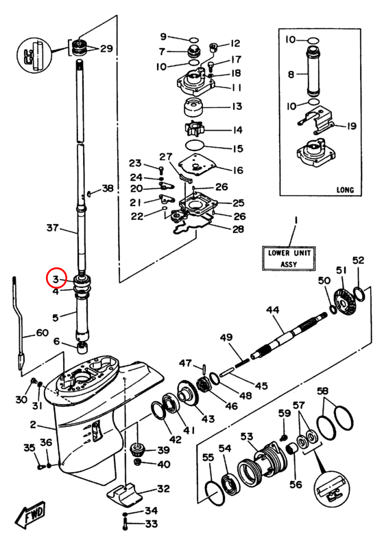 Конусный подшипник вертикальный вал Yamaha OMAX Y 30 93332000W5