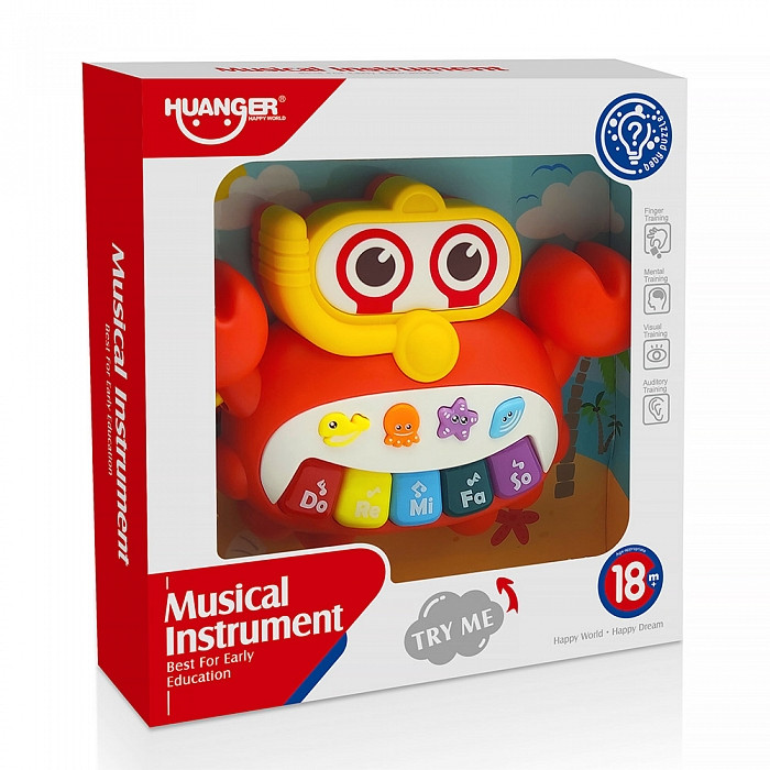 HAUNGER Игрушка развивающая - Пианино Краб,18*3,6*13 см (свет,звук) (в кор.48 шт.)