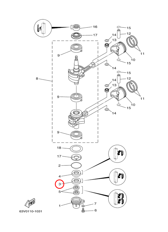 Сальник низ коленвала Yamaha OMAX Y 15 9310125018