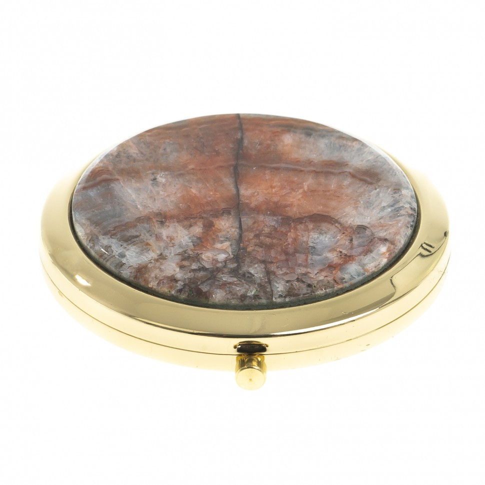Карманное складное зеркало камень шайтанский переливт цвет золото - фото 4 - id-p99284785