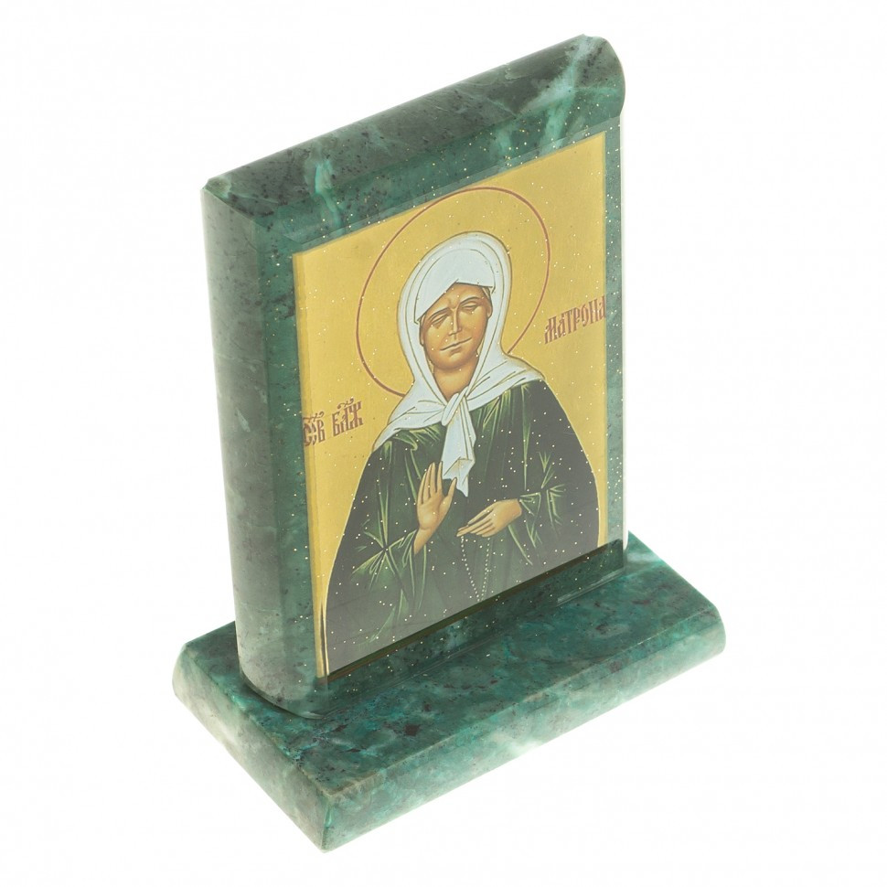 Икона настольная малая "Святая Матрона Московская" камень змеевик 8х4х9,5 см - фото 2 - id-p99284905