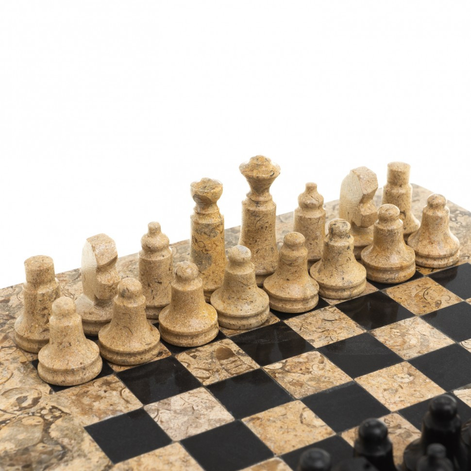 Шахматы "Сувенирные" доска 20х20 см мрамор ракушечник 123536 - фото 3 - id-p99284924
