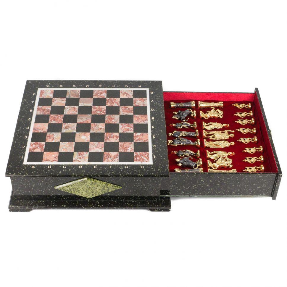 Шахматный ларец из камня с бронзовыми фигурами "Римские" 118077 - фото 3 - id-p80872097