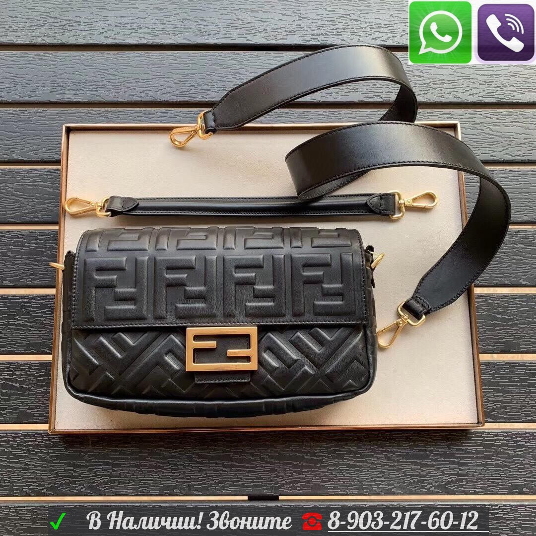 Сумка Fendi baguette Фенди клатч с логотипом FF - фото 5 - id-p99198140