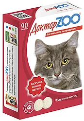 Доктор ZOO Витамины для кошек Здоровье Кожи и Шерсти 90т с биотином и таурином