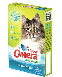 Омега Neo+ для выведения шерсти из желудка мультивитаминное лакомство Для кошек 90таб