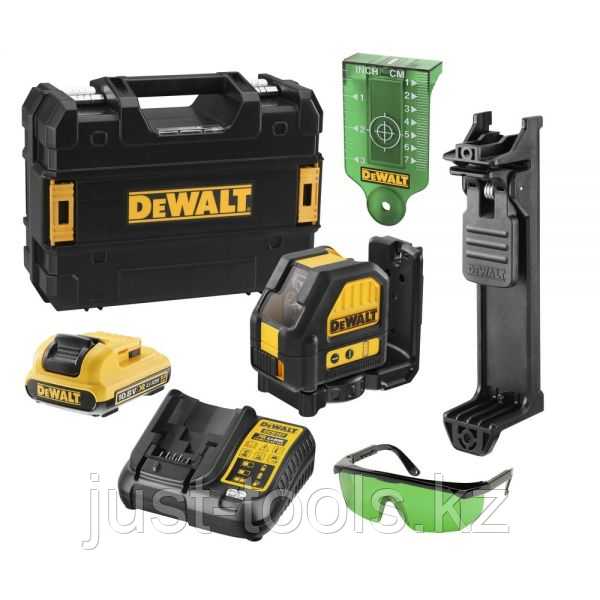 Самовыравнивающийся линейный ЗЕЛЕНЫЙ лазерный уровень DEWALT DCE088D1G