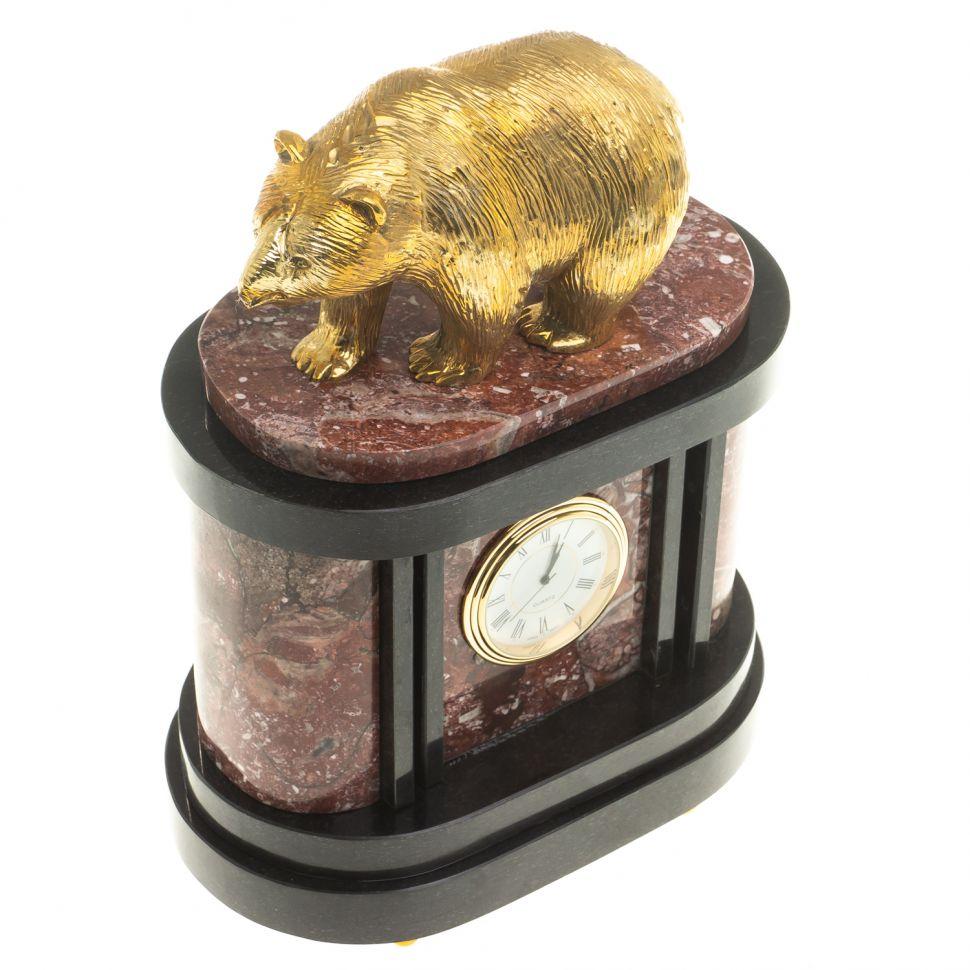 Часы из натурального камня с бронзовым литьем "Медведь" 113068 - фото 2 - id-p80870197