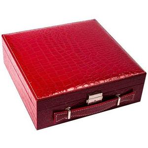 Кейс-шкатулка для ювелирных украшений «Драгоценный чемоданчик» с зеркалом и замочком (Красный)
