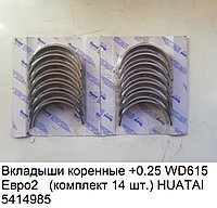 Вкладыши коренные +0.25 WD615 Евро2 (комплект 14 шт.) HUATAI VG1500010046+0.25