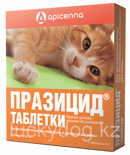 Празицид от глистов для кошек, 6 таб., 1 таб.на 3кг массы (празиквантел) - фото 1 - id-p3633129