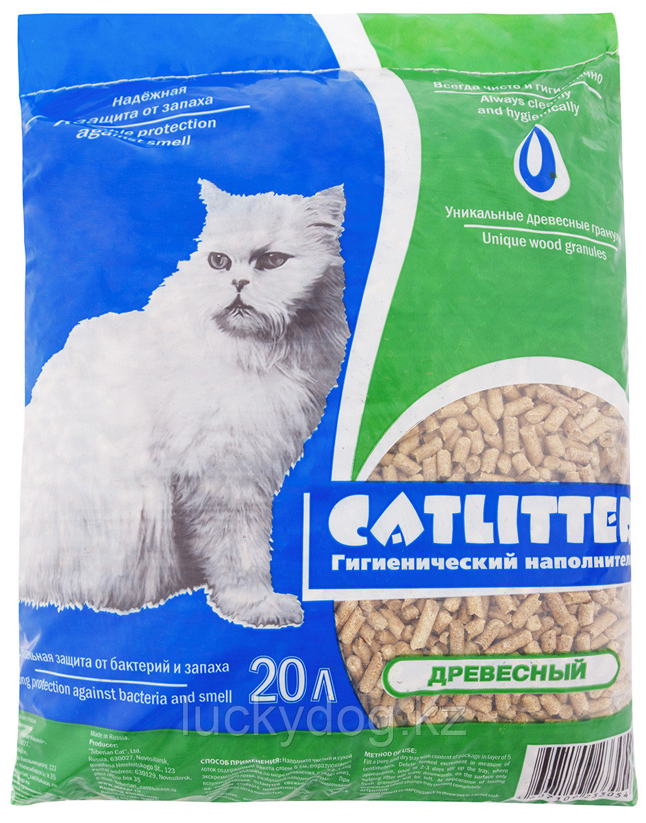 CATLITTER древесный наполнитель для кошачьего туалета 20л. 12кг. - фото 1 - id-p28624710