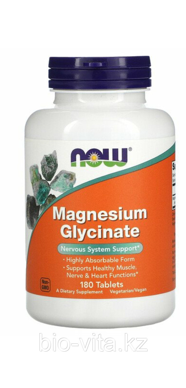 Магний глицинат 100 мг 180  капсул. MagnesiumGlicinate. Now foods