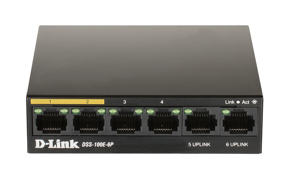 D-link DSS-100E-6P коммутатор неуправляемый с 6 портами 10/100Base-TX (4 порта PoE 802.3af/at, PoE бюджет 55 В - фото 3 - id-p99301368