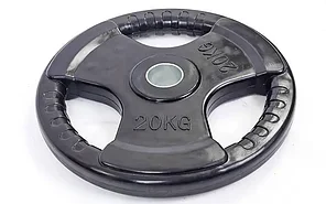 Олимпийский диск евро-классик с тройным хватом, блины для штанги D=50мм. (20+20кг)