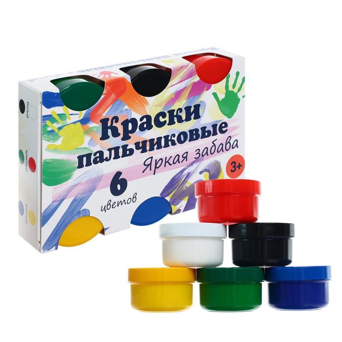 Краски пальчиковые набор 6 цветов по 60 мл, "Яркая забава", 360 мл,  (от 3-х лет) "Спектр"