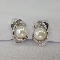 Серьги из серебра культивированный жемчуг Красная Пресня 33312684Д