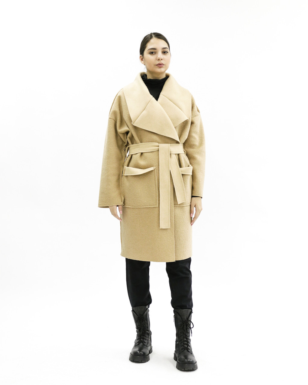 Женское пальто «UM&H 45502201» бежевое (полиэстер)