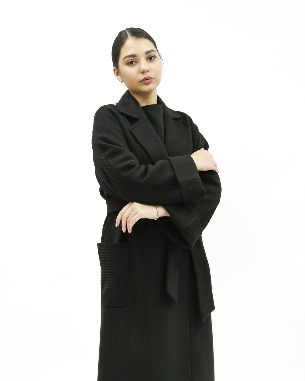 Женское пальто «UM&H 74282877» черное (шерсть) - фото 2 - id-p99305620