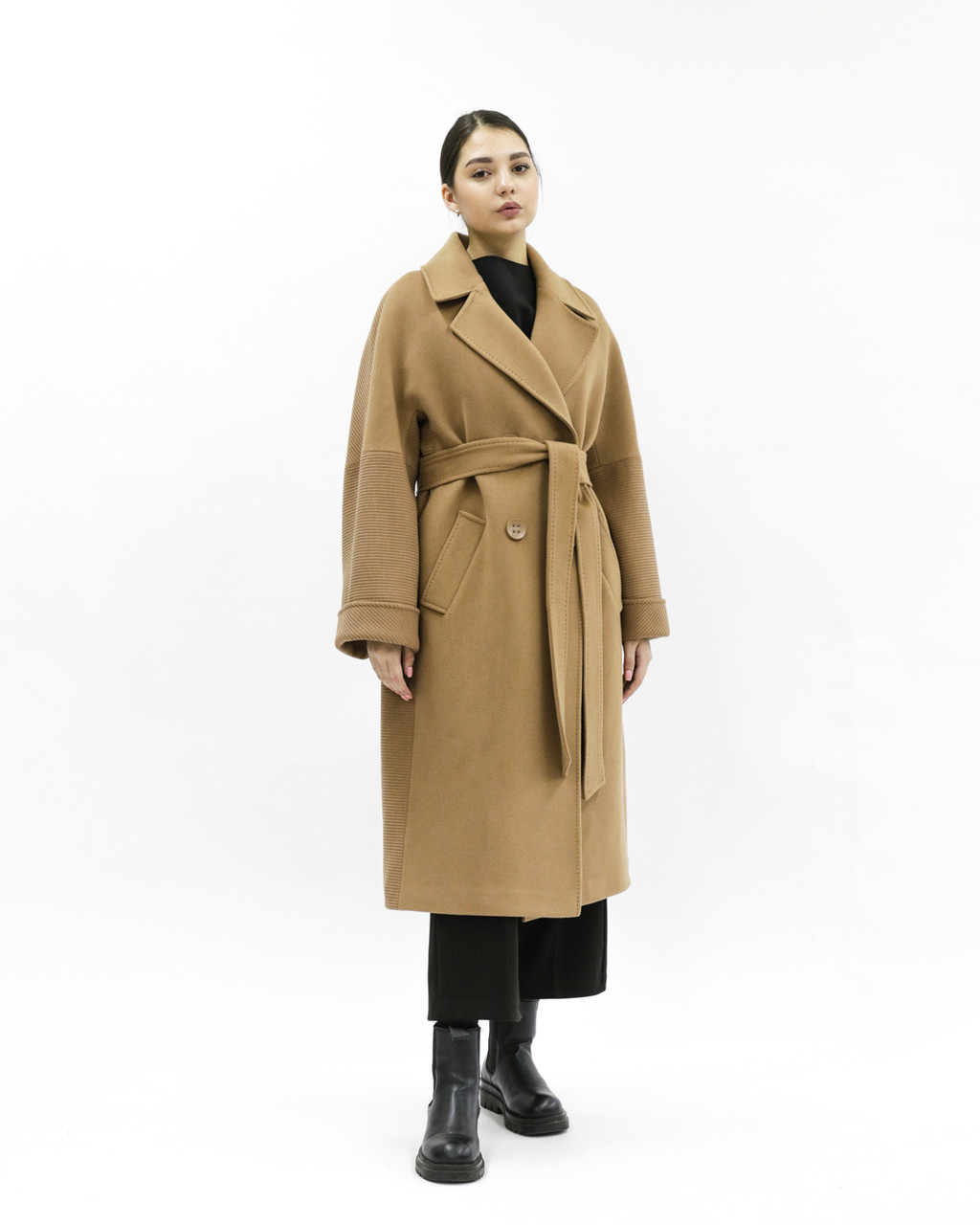 Женское пальто «UM&H 80854805» бежевое (шерсть), фото 1