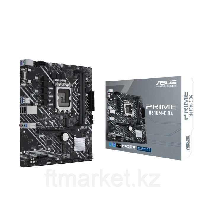 Сист. плата ASUS PRIME H610M-E D4, H610, 1700, 2xDIMM DDR4, PCI-E x16, PCI-E x1, 2xM.2, 4xSATA, D-Sub, HDMI,