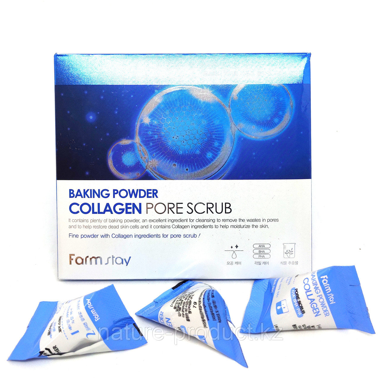 Очищающий скраб для лица с содой и коллагеном FarmStay Baking Powder Collagen Pore Scrub 25 шт.