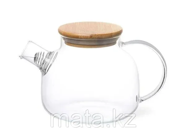 Чайник заварочный стекло 1100мл (Бамбуковая крышка)