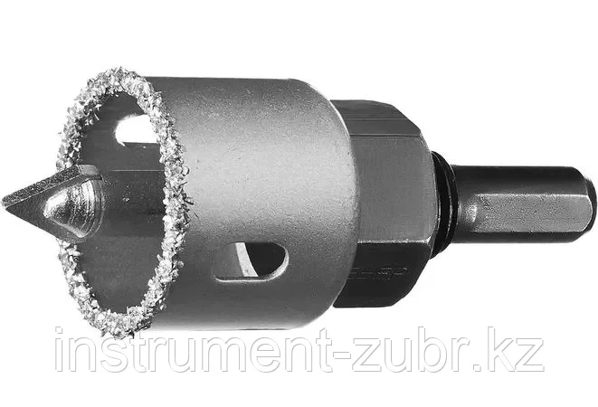 Коронка-чашка ЗУБР "Профессионал" c карбид-вольфрамовым нанесением, 32 мм, высота 25 мм, в сборе с державкой и
