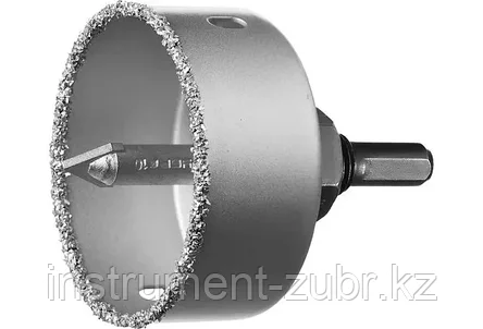 Коронка-чашка ЗУБР "Профессионал" c карбид-вольфрамовым нанесением, 64 мм, высота 25 мм, в сборе с державкой и, фото 2