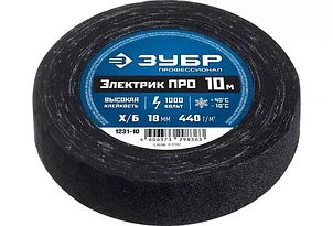 ЗУБР Электрик Про 10м изолента х/б, черная, фото 2
