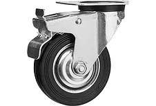 Колесо поворотное c тормозом d=100 мм, г/п 70 кг, резина/металл, игольчатый подшипник, ЗУБР Профессионал, фото 2