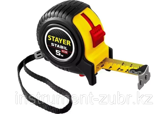 STAYER STABIL 5м / 25мм профессиональная рулетка в ударостойком обрезиненном корпусе  с двумя фиксаторами