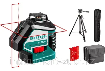 KRAFTOOL LL360 #3 нивелир лазерный, 2х360° , 20м/70м,  IP54, точн. +/-0,2 мм/м, штатив, в коробке, фото 2