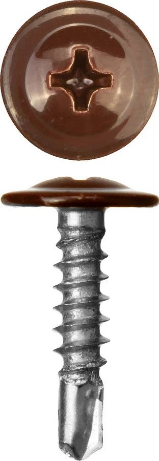 Саморезы ПШМ-С со сверлом для листового металла, 25 х 4.2 мм, 400 шт, RAL-8017 шоколадно-коричневый, ЗУБР