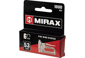 MIRAX 6 мм скобы для степлера узкие тип 53, 1000 шт, фото 3