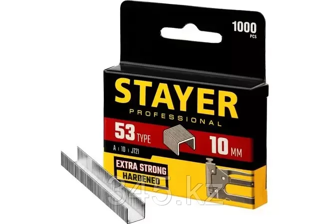 STAYER 10 мм скобы для степлера узкие тип 53, 1000 шт - фото 1 - id-p98431333