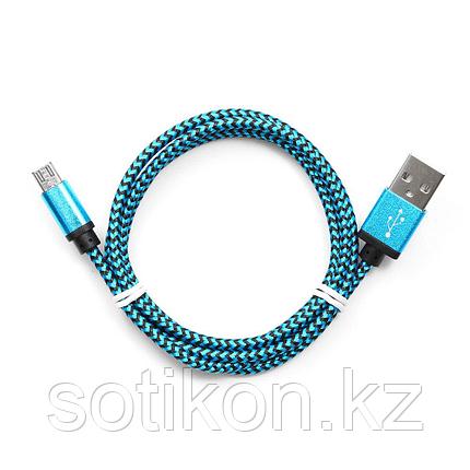 Кабель USB 2.0 Cablexpert CC-mUSB2bl1m, USB-MicroUSB, 1м, нейлоновая оплетка, алюм разъемы, синий, фото 2